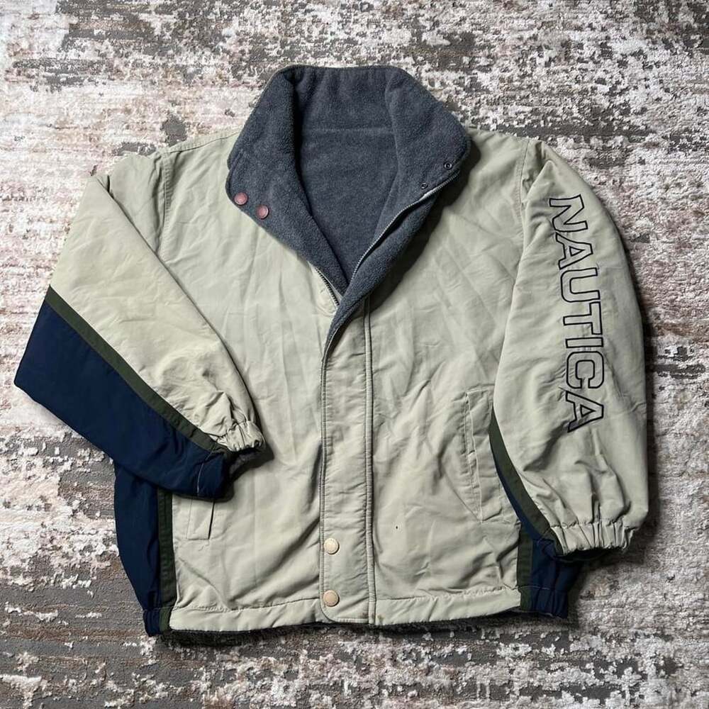 Vintage 1990s Nautica Reversible Fleece Sailing Jacket XXL
